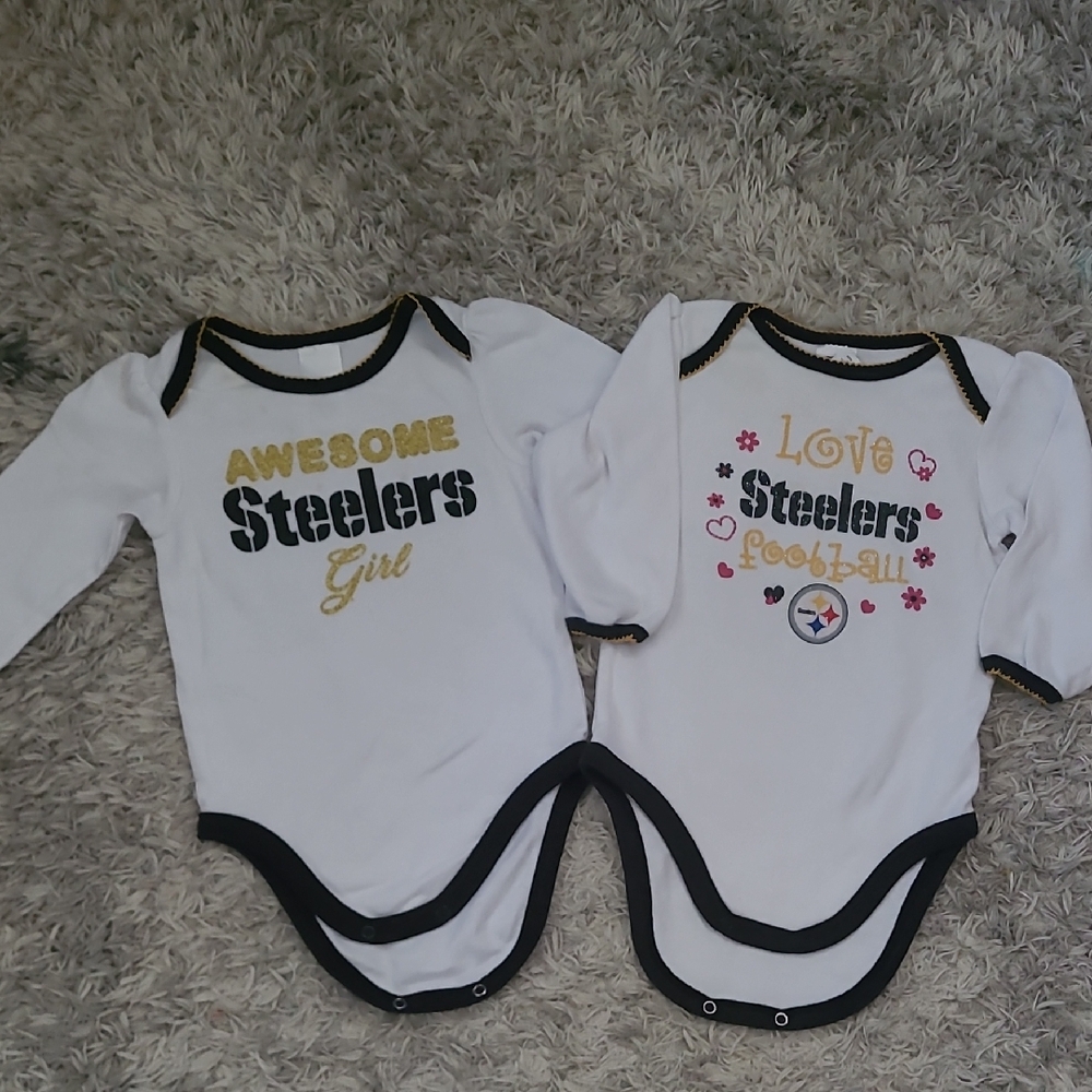 Steelers Baby Onesie Set - White and Black